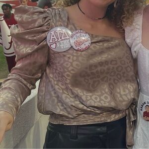 Elegant Leopard Print Satin Blouse